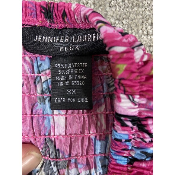 Jennifer Lawrence Plus Womens 3X Pink Smocked Beaded Halter Dress Beach Coverup - Picture 5 of 6